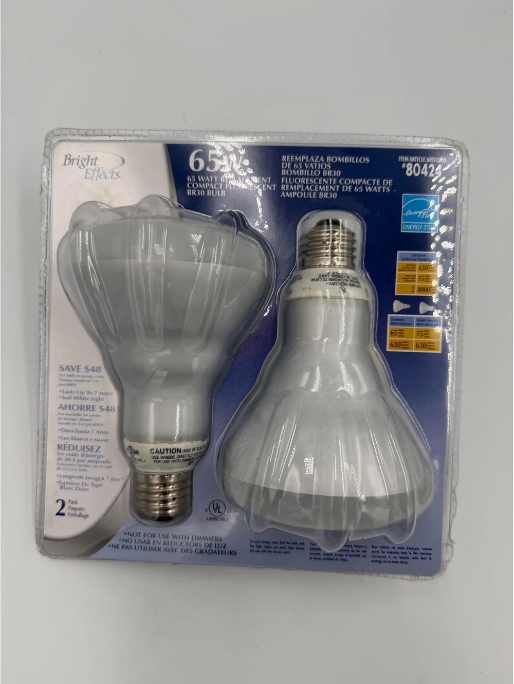 Bright Effects 65W Equivalent Compact Fluorescent Light Bulbs 2-Pack